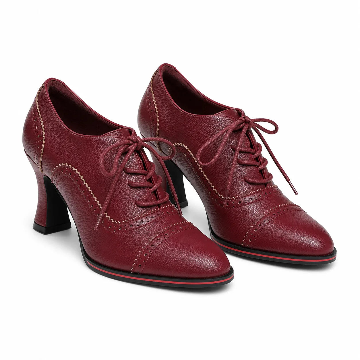 Deep Red Oria Microfiber Lace-Up Mules