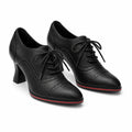 Deep Black Oria Microfiber Lace-Up Mules