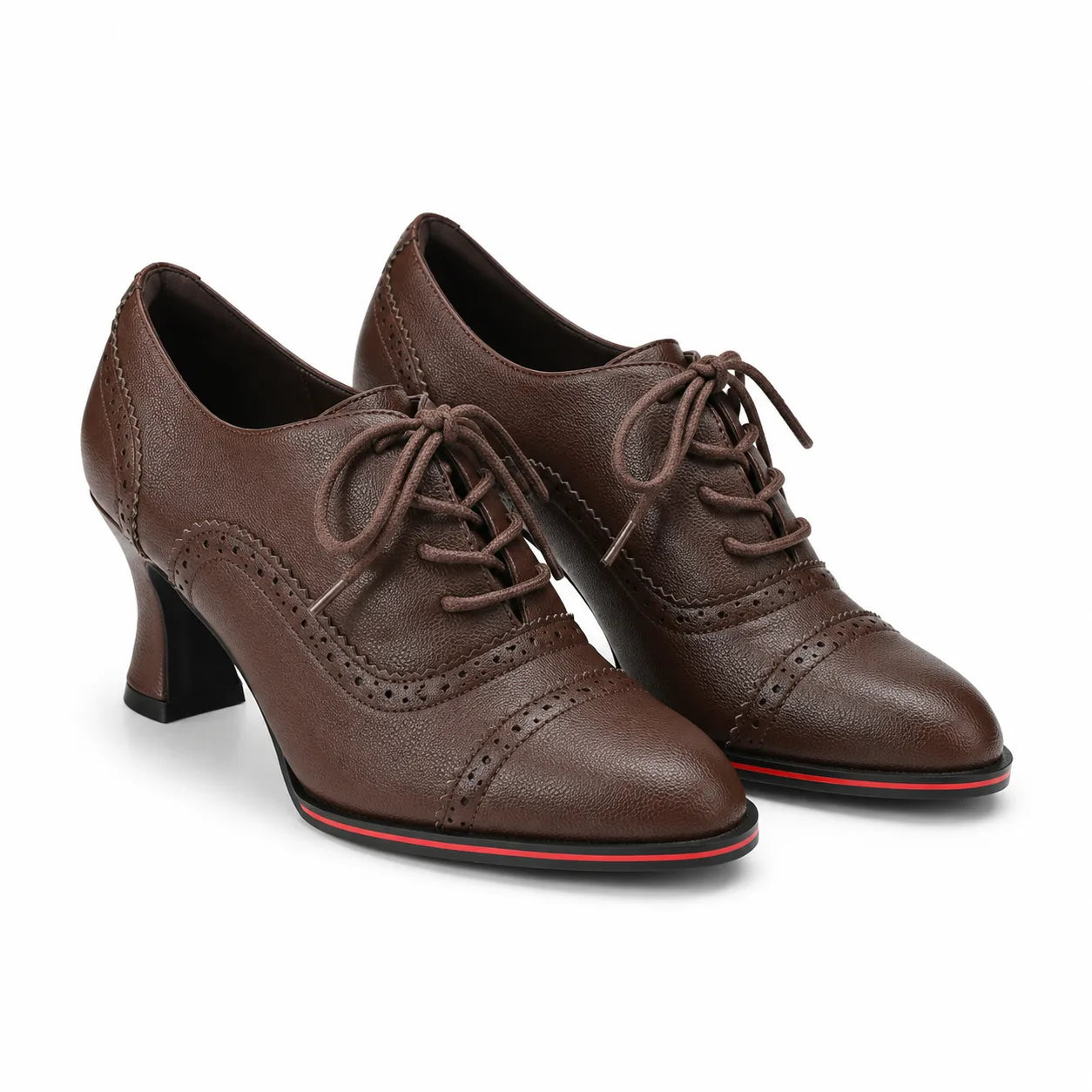 Rich Brown Oria Microfiber Lace-Up Mules