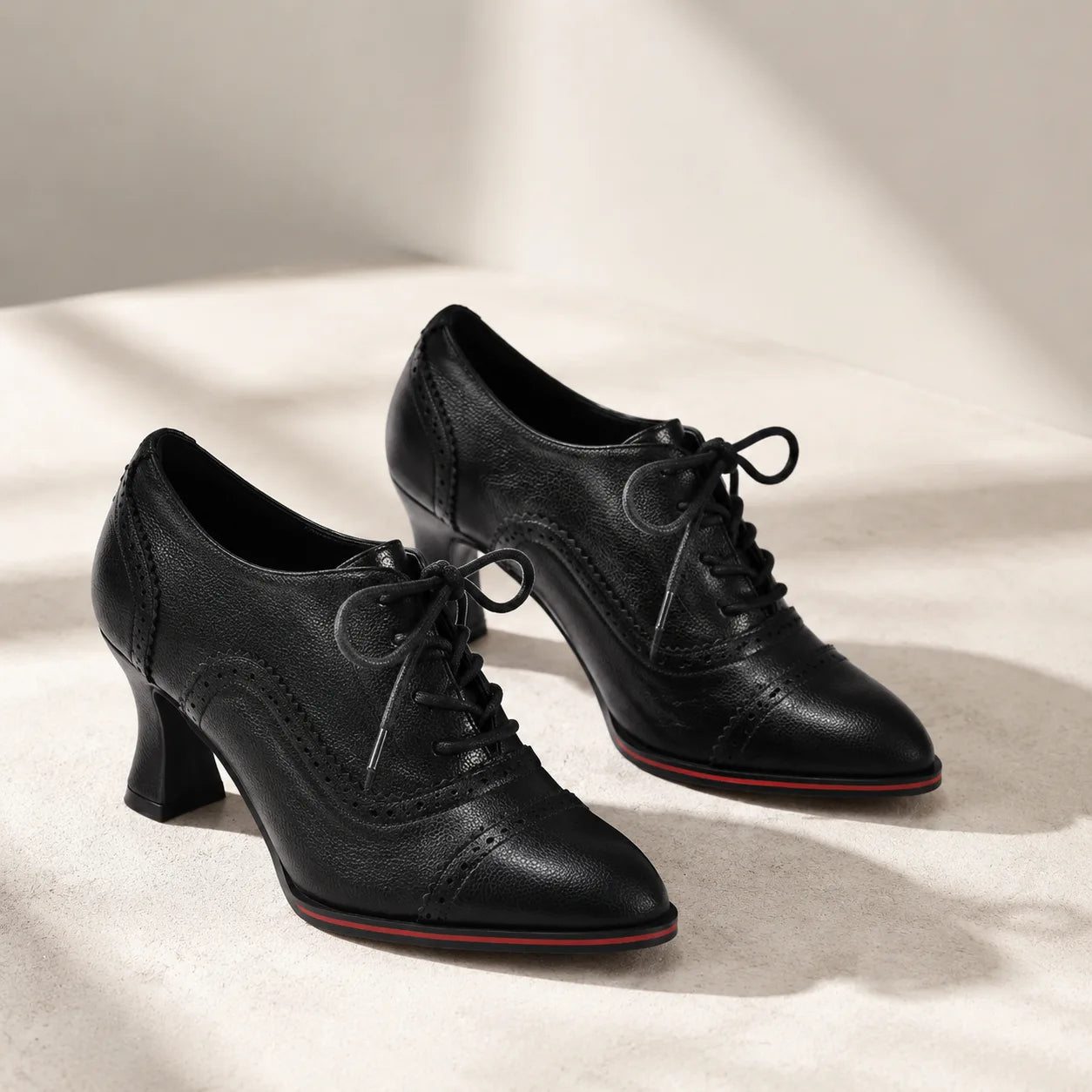 Deep Black Oria Microfiber Lace-Up Mules styled scene