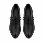 Deep Black Oria Microfiber Lace-Up Mules top view