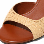 Natural Kira Straw Multi-Strap Sandals close-up detail