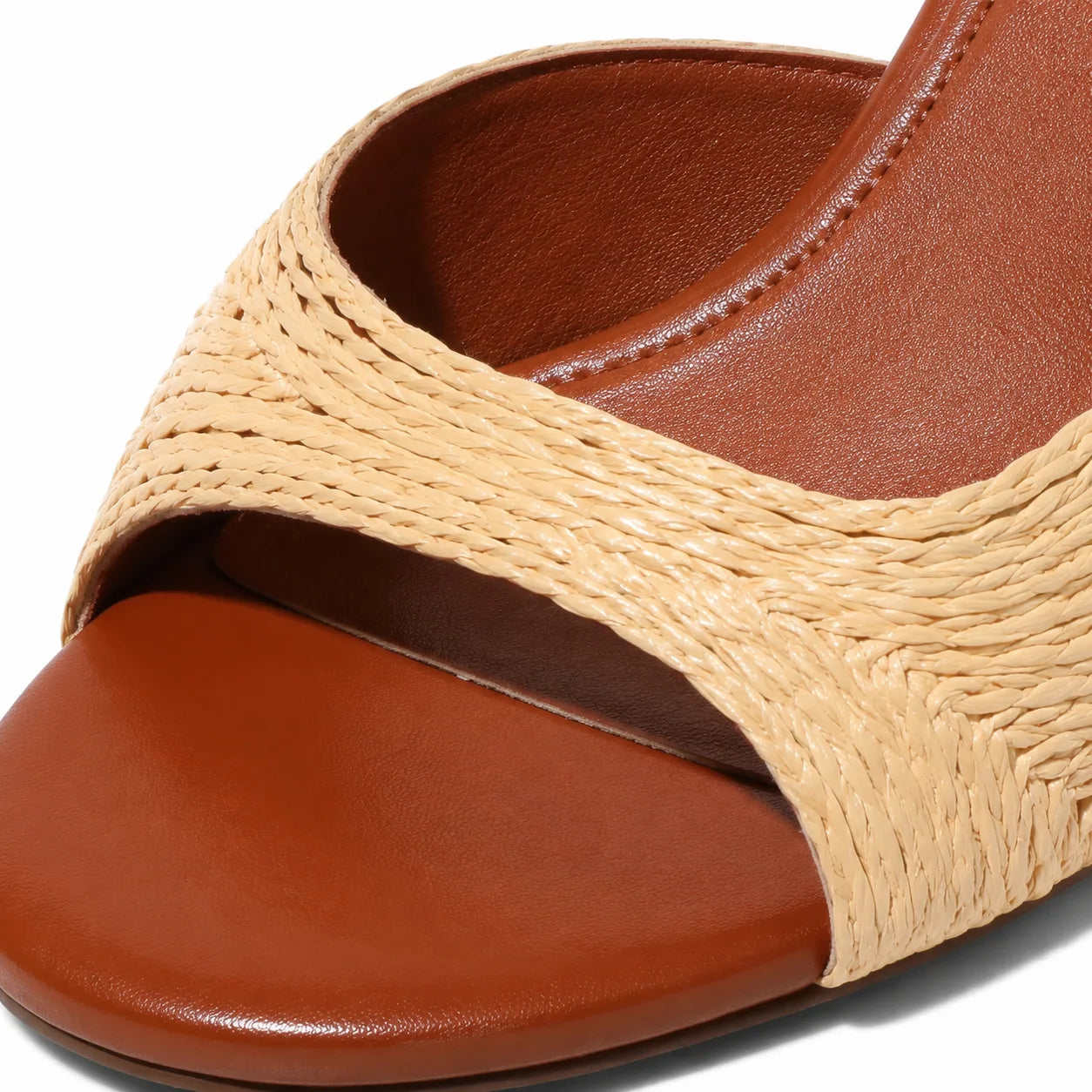Natural Kira Straw Multi-Strap Sandals close-up detail