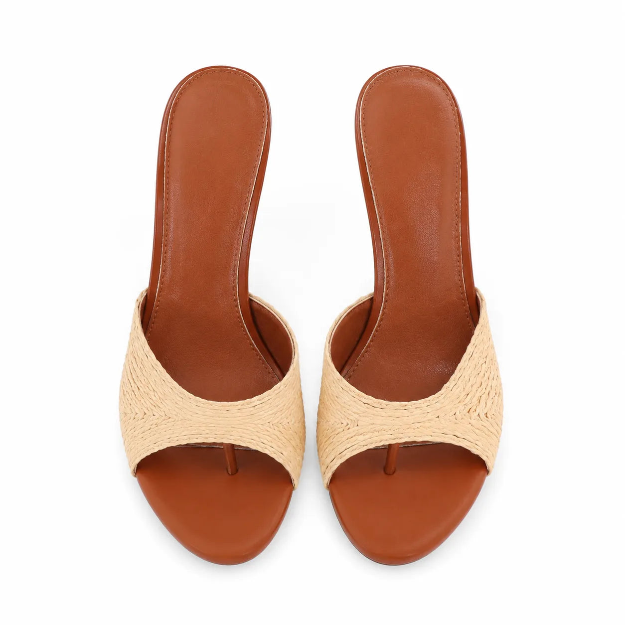 Natural Kira Straw Multi-Strap Sandals top view