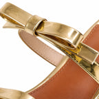 Warm Gold Tilda Leather Multi-Strap Sandals close-up detail