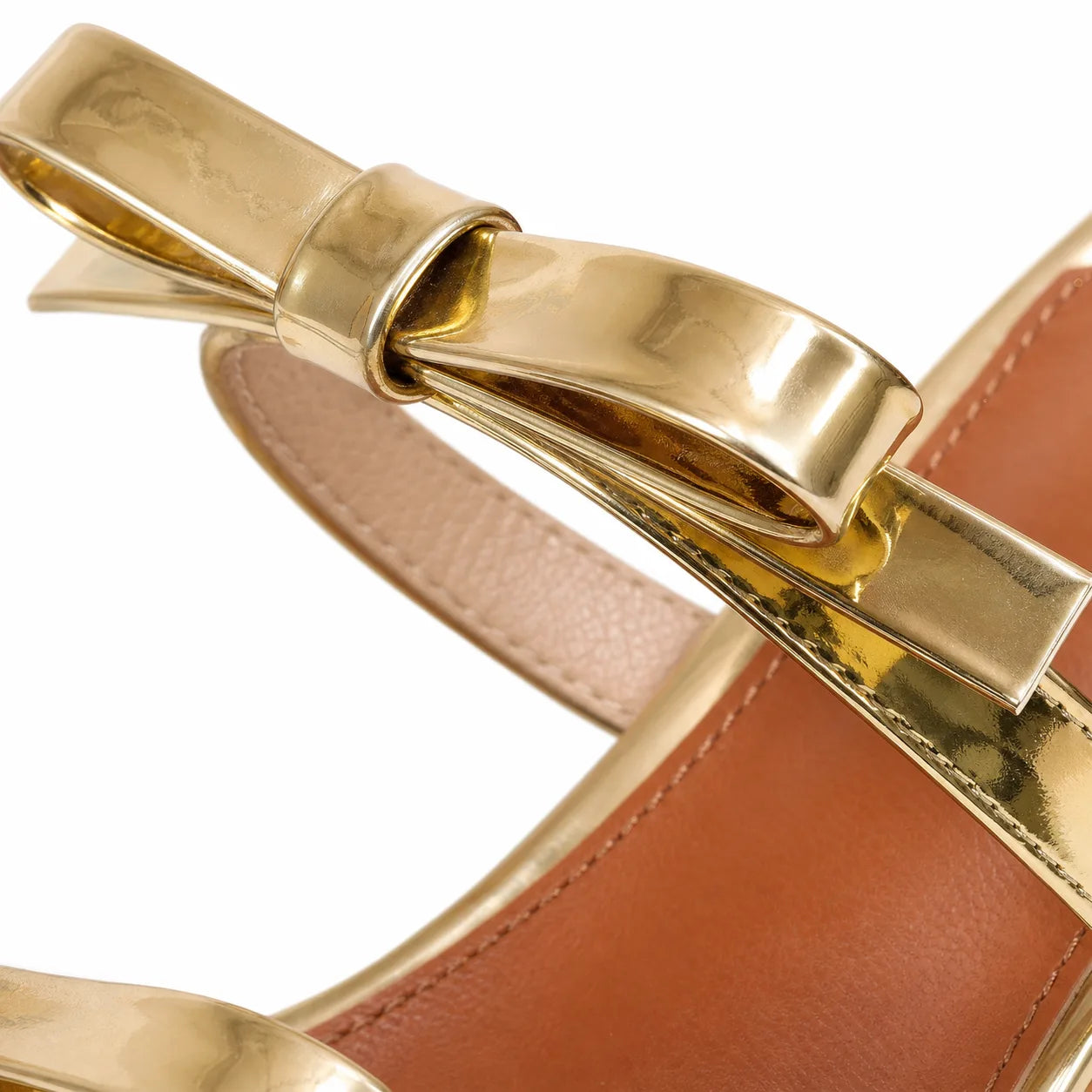 Warm Gold Tilda Leather Multi-Strap Sandals close-up detail