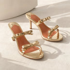 Warm Gold Tilda Leather Multi-Strap Sandals styled scene