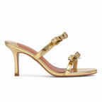 Warm Gold Tilda Leather Multi-Strap Sandals side view