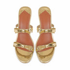Warm Gold Tilda Leather Multi-Strap Sandals top view