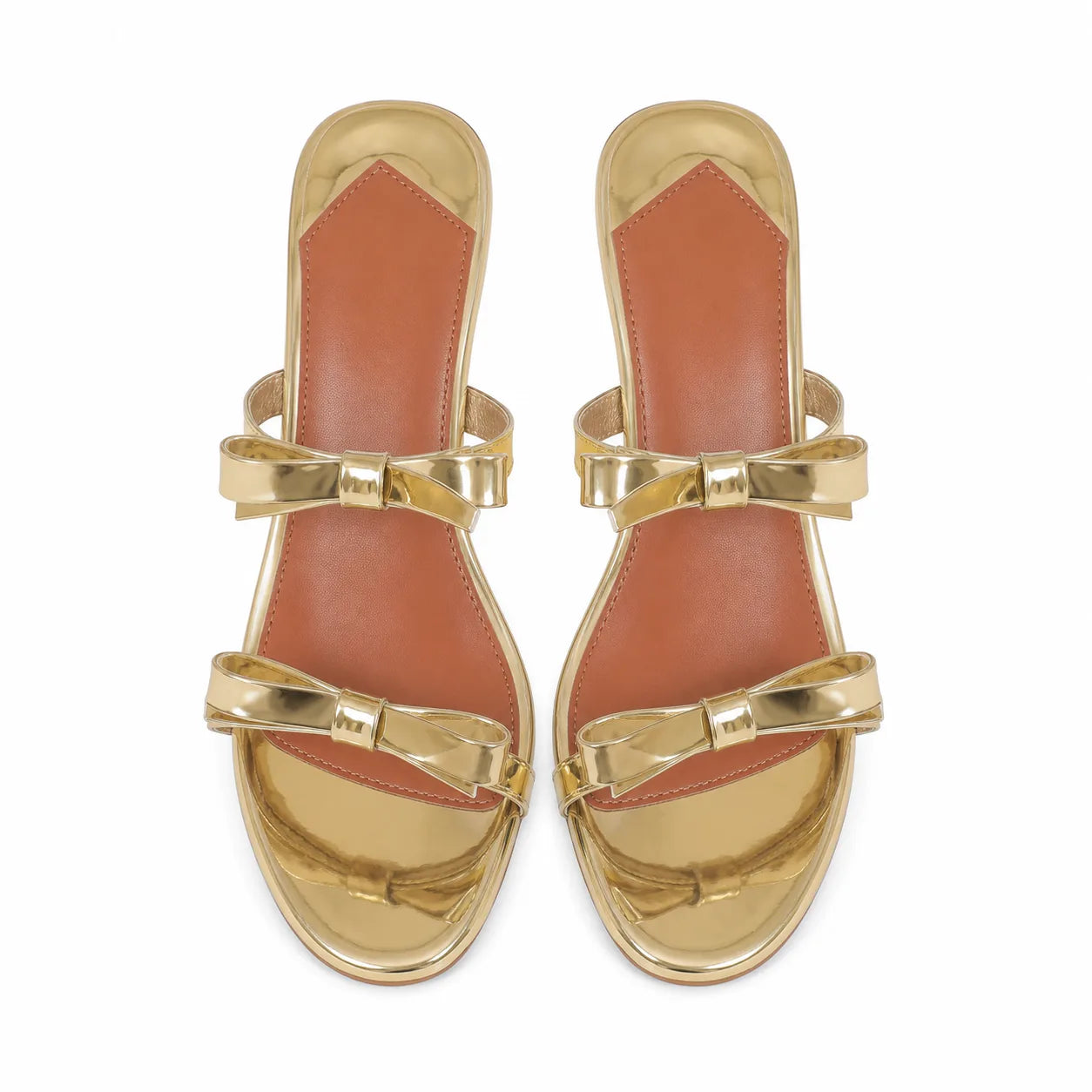 Warm Gold Tilda Leather Multi-Strap Sandals top view
