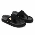 Deep Black Fiora Suede Slip-On Thong Sandals