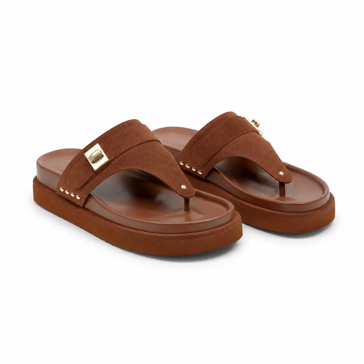 Rich Brown Fiora Suede Slip-On Thong Sandals