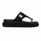 Deep Black Fiora Suede Slip-On Thong Sandals side view