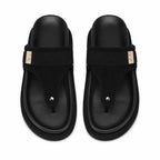 Deep Black Fiora Suede Slip-On Thong Sandals top view