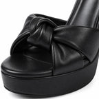 Deep Black Lumina Microfiber Ankle-Strap Sandals close-up detail
