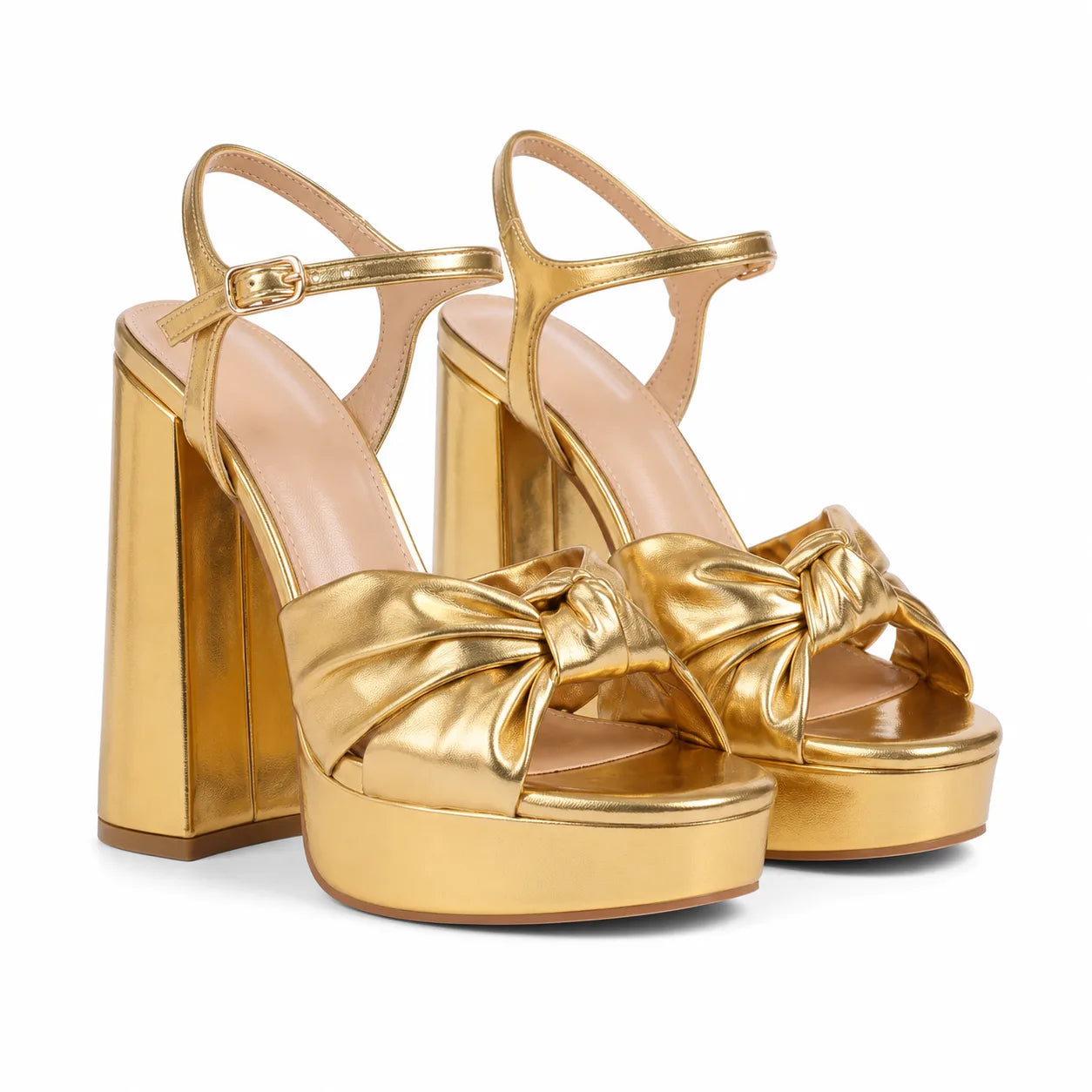 Warm Gold Lumina Microfiber Ankle-Strap Sandals