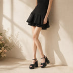 Deep Black Lumina Microfiber Ankle-Strap Sandals lifestyle scene