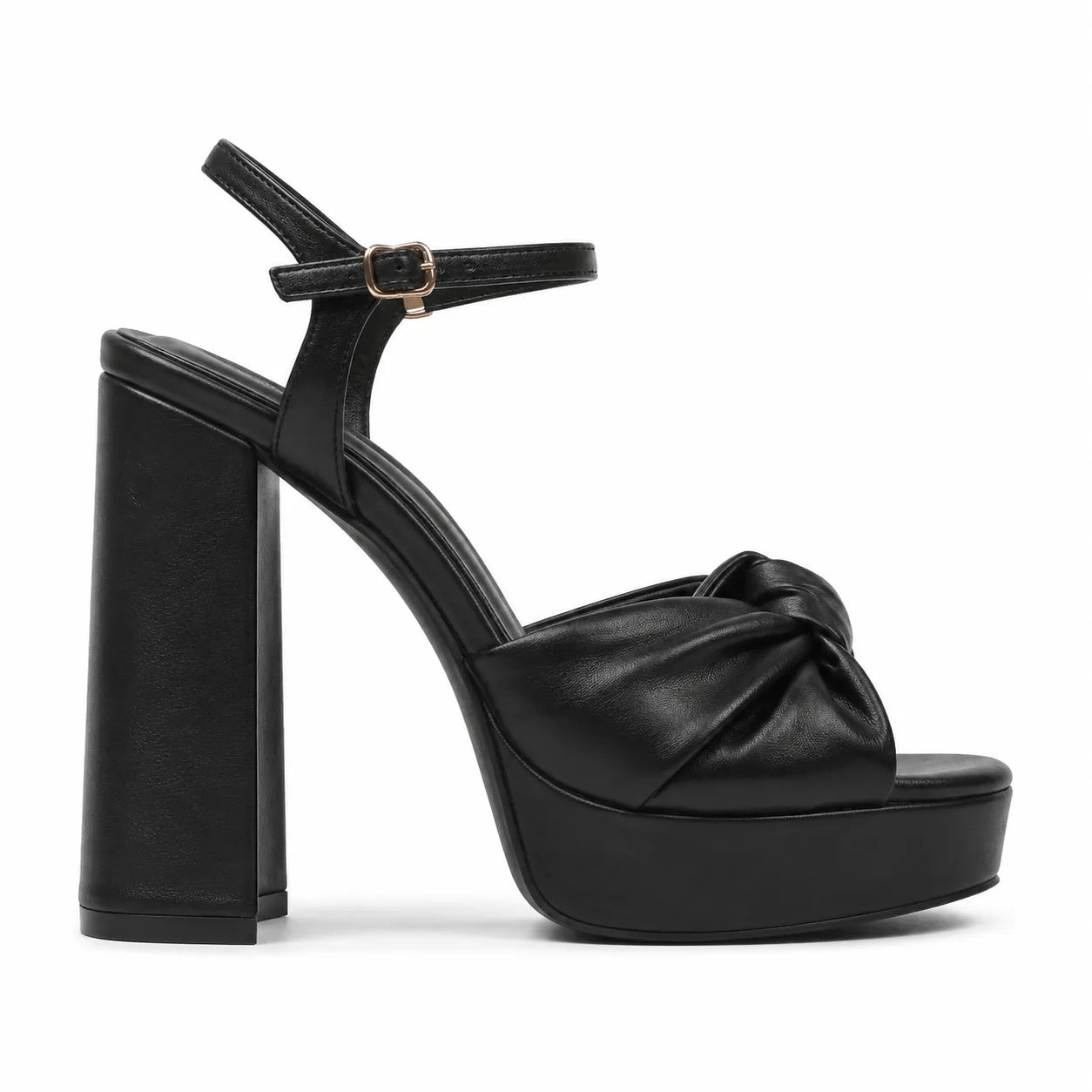 Deep Black Lumina Microfiber Ankle-Strap Sandals side view