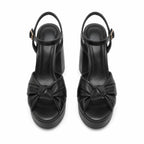 Deep Black Lumina Microfiber Ankle-Strap Sandals top view