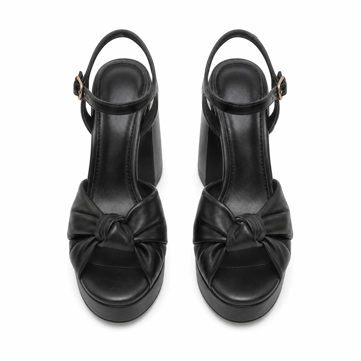 Deep Black Lumina Microfiber Ankle-Strap Sandals top view