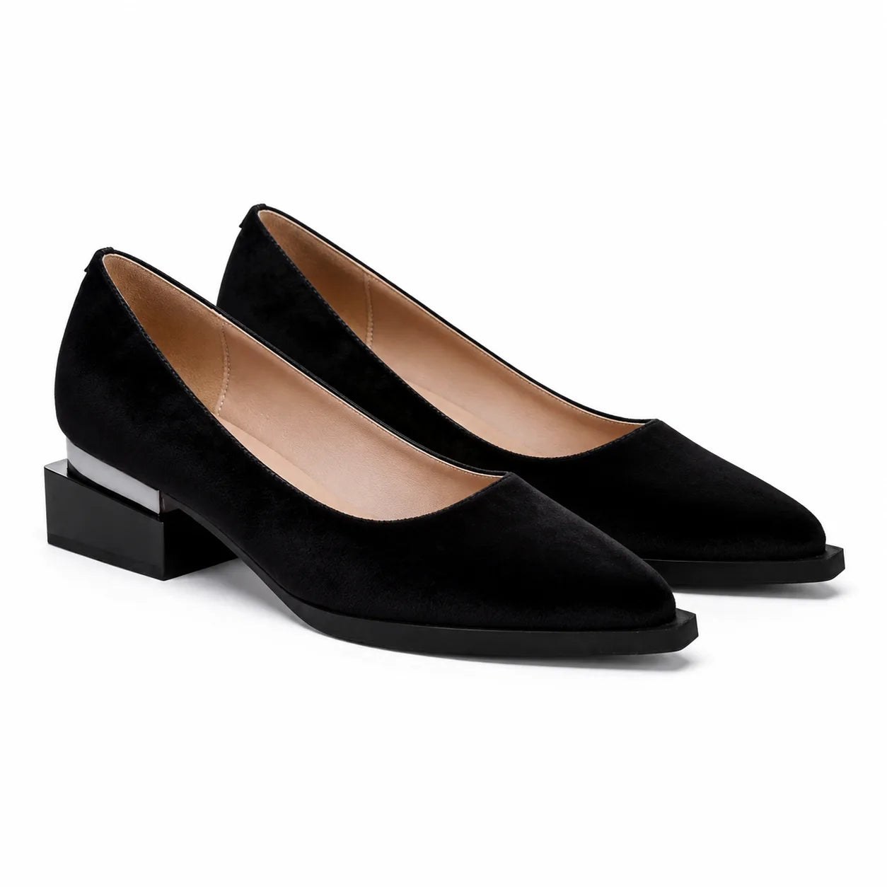 Black Suede Nyla Microfiber Block-Heel Pumps