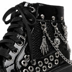 Deep Black Thea Microfiber Platform Boots close-up detail
