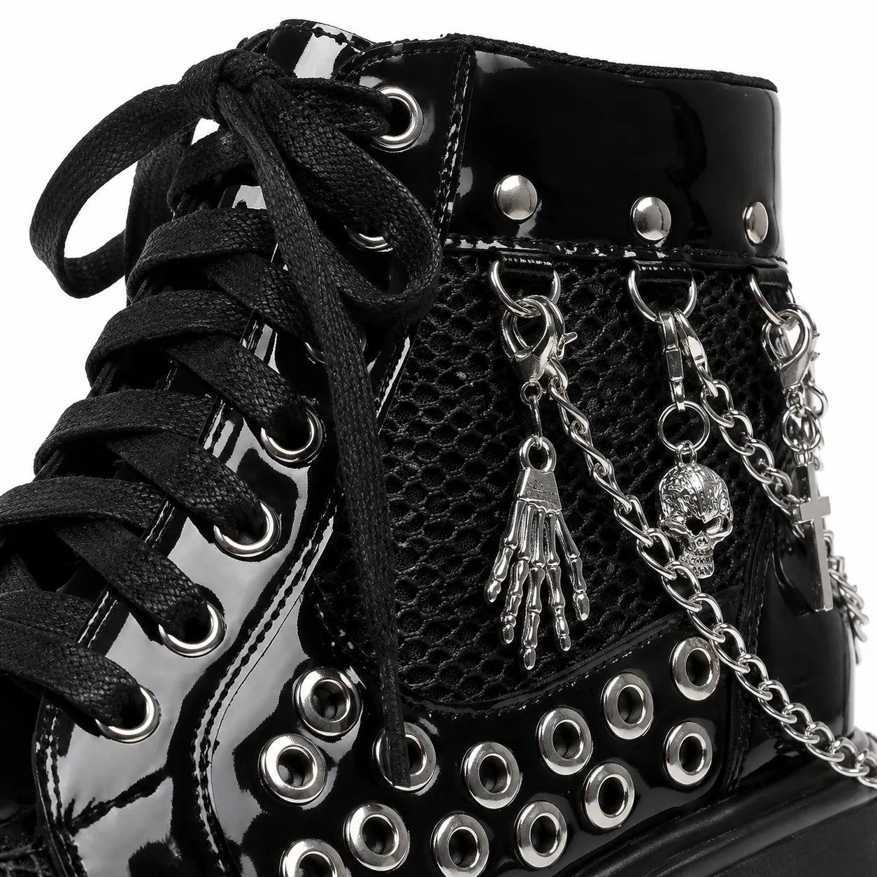 Deep Black Thea Microfiber Platform Boots close-up detail