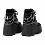 Deep Black Thea Microfiber Platform Boots heel detail