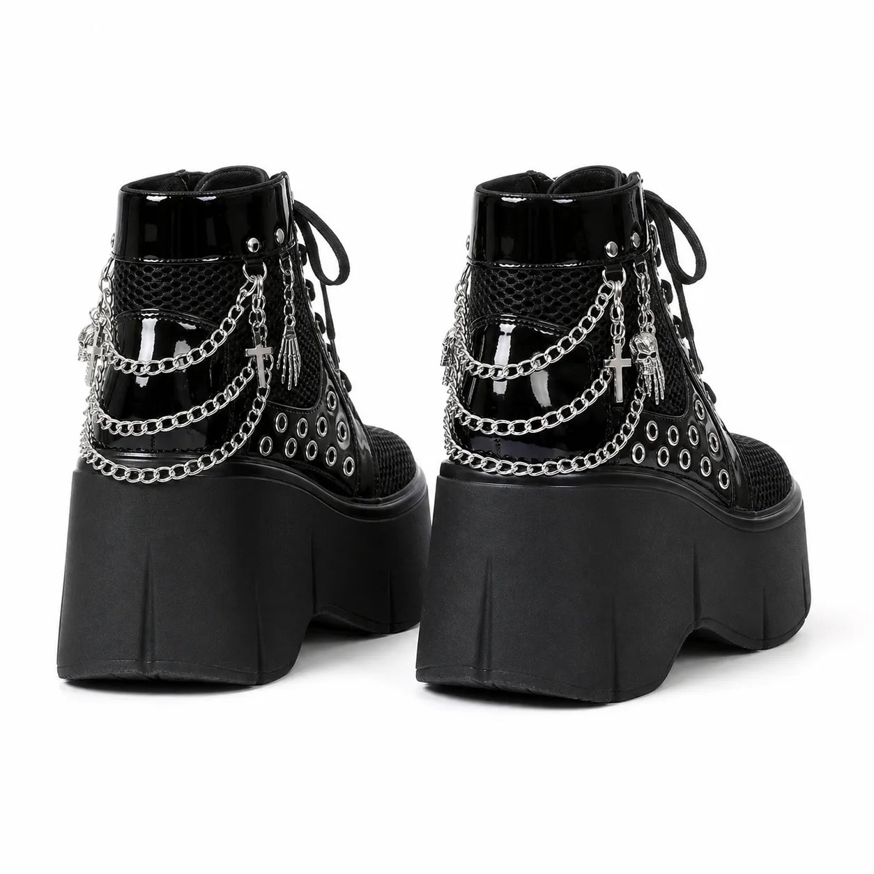 Deep Black Thea Microfiber Platform Boots heel detail