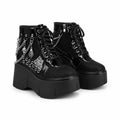 Deep Black Thea Microfiber Platform Boots
