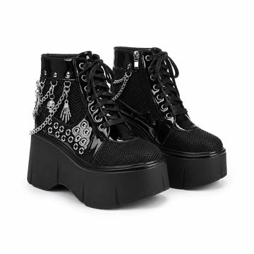 Deep Black Thea Microfiber Platform Boots
