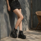Deep Black Thea Microfiber Platform Boots lifestyle scene