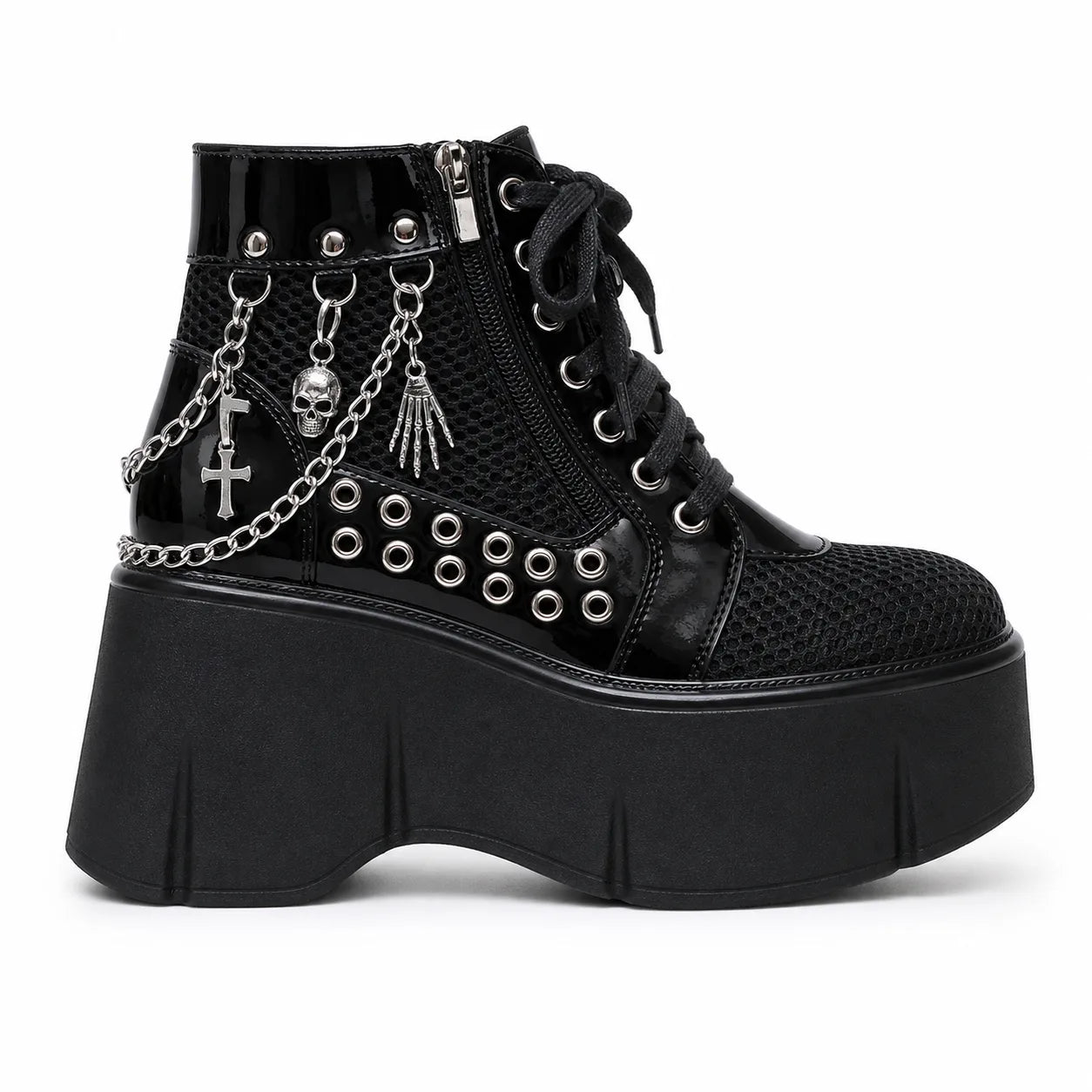 Deep Black Thea Microfiber Platform Boots side view