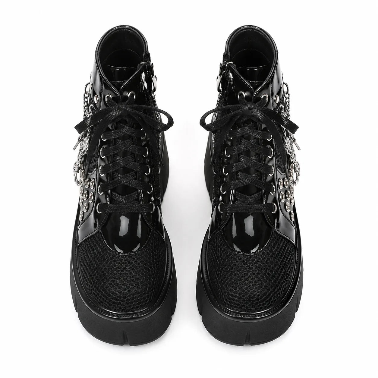 Deep Black Thea Microfiber Platform Boots top view