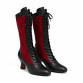 Deep Red Rhea Velvet Mid-Calf Boots