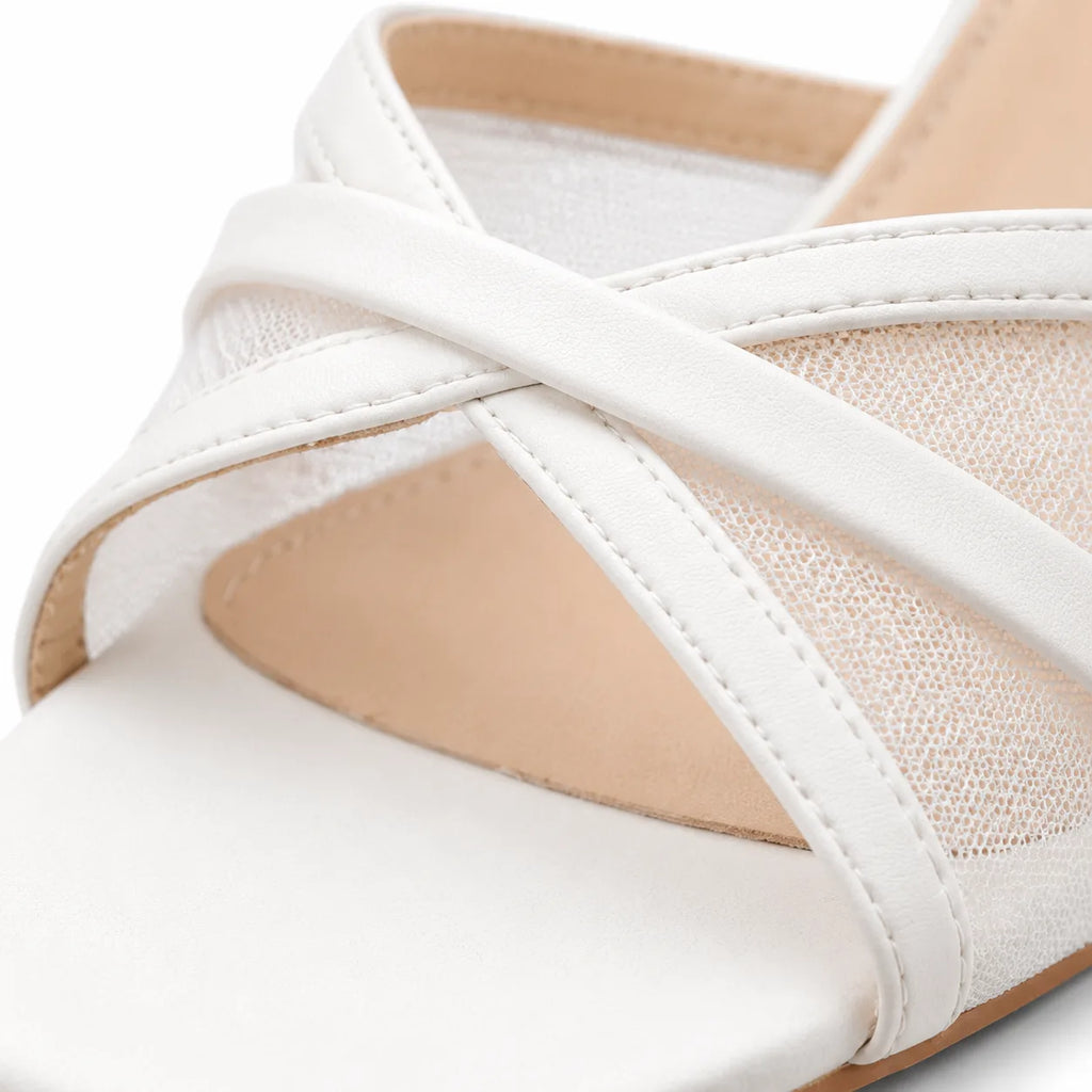 Cream Ivory Zena Leather High-Heel Sandals close-up detail