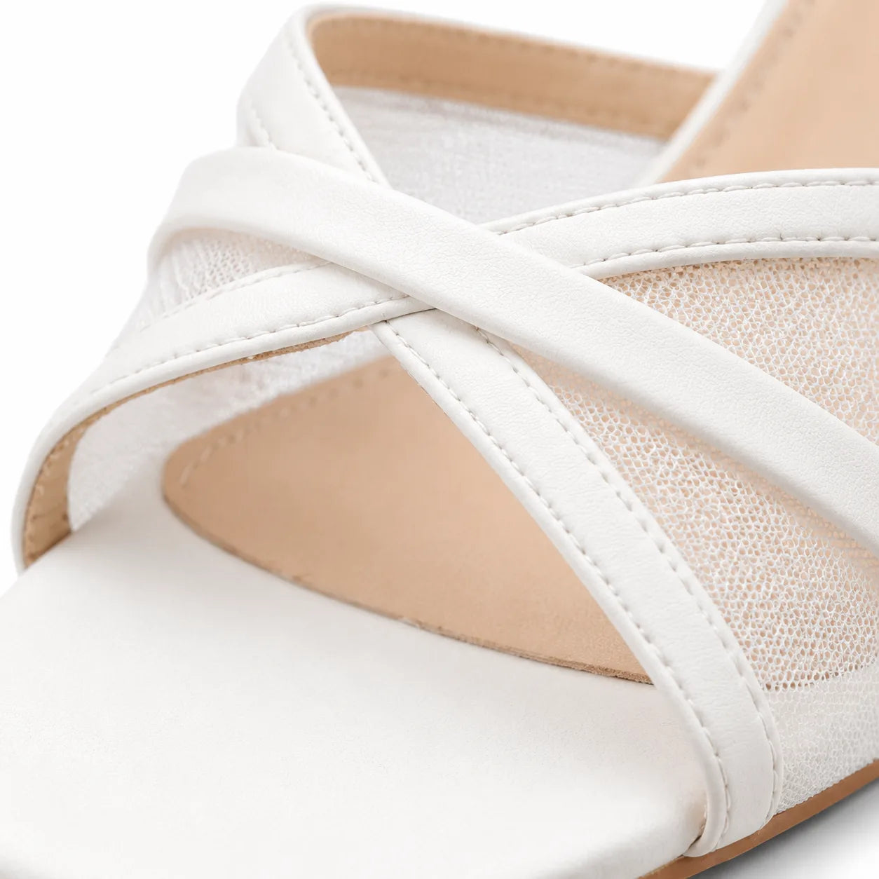 Cream Ivory Zena Leather High-Heel Sandals close-up detail