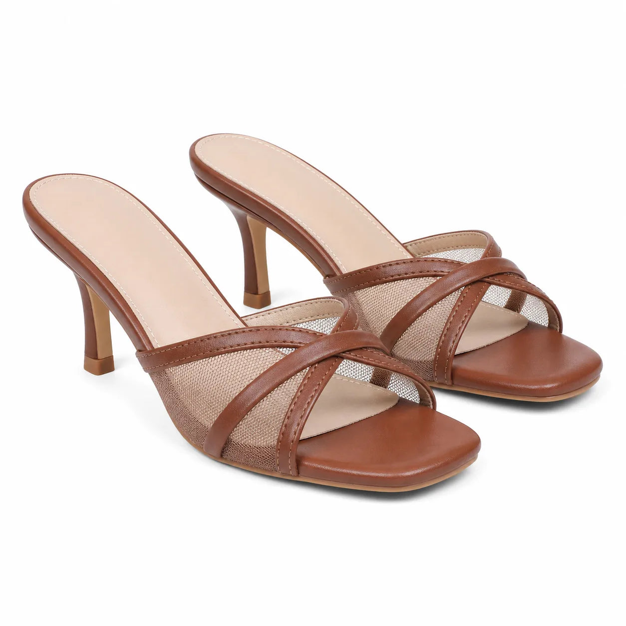 Rich Brown Zena Leather High-Heel Sandals