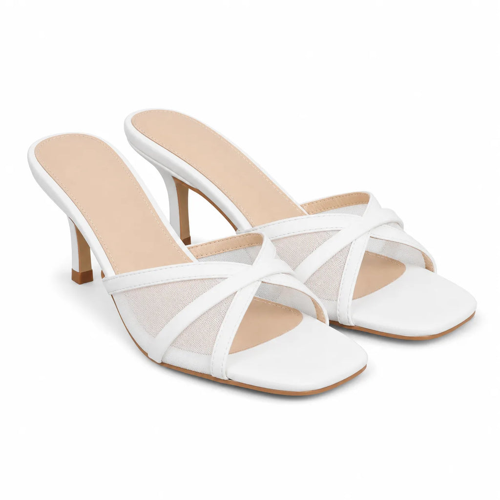 Cream Ivory Zena Leather High-Heel Sandals