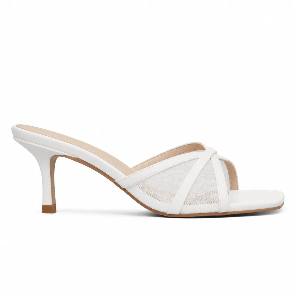 Cream Ivory Zena Leather High-Heel Sandals side view