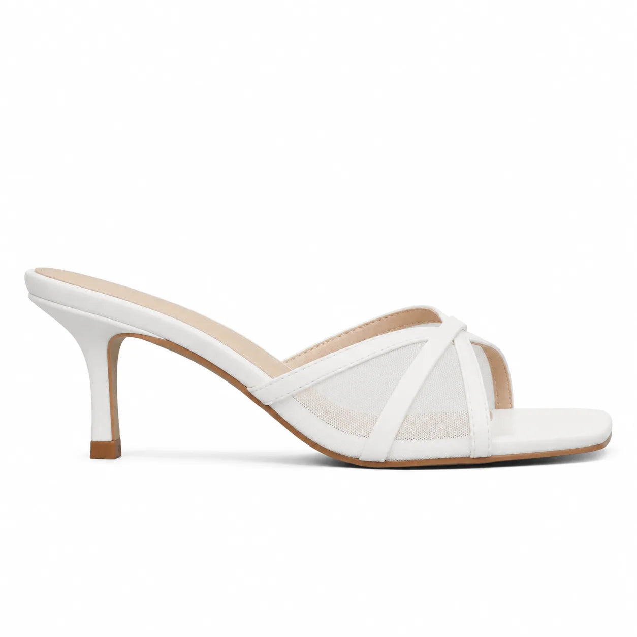 Cream Ivory Zena Leather High-Heel Sandals side view