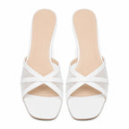 Cream Ivory Zena Leather High-Heel Sandals top view