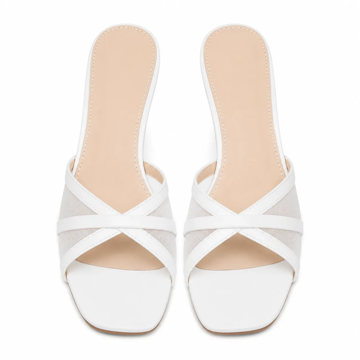 Cream Ivory Zena Leather High-Heel Sandals top view