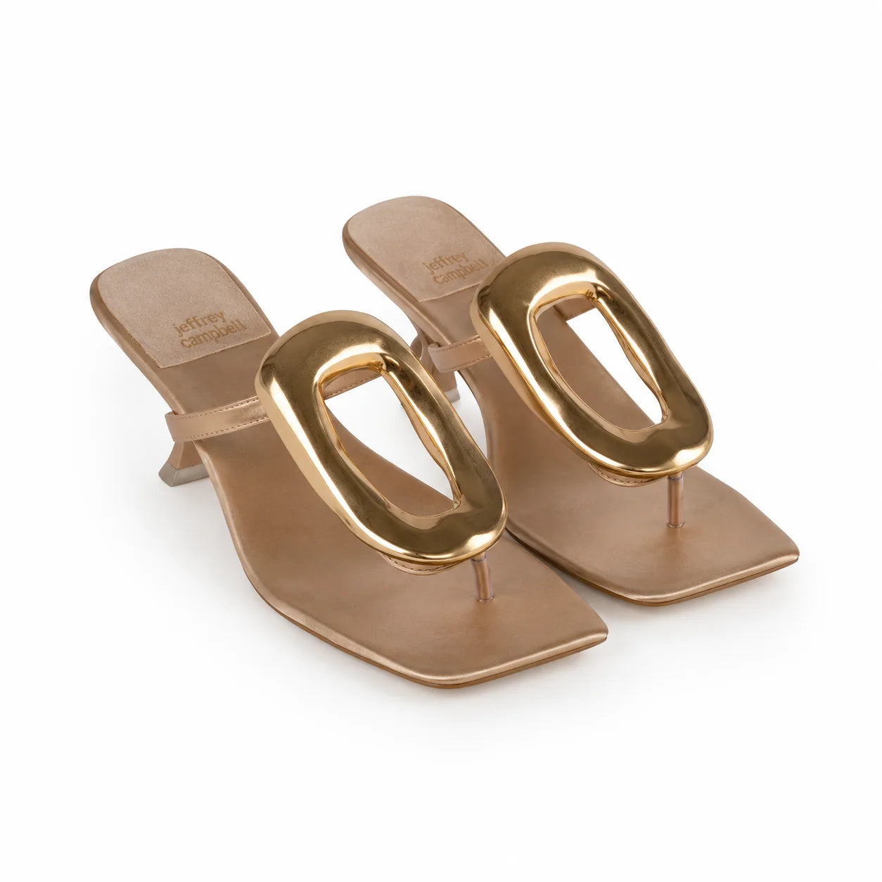 Soft Apricot Women's Square-Toe Satin Geometric Thong Mule Sandals
