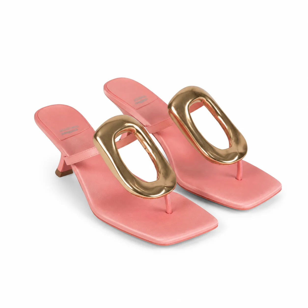 Dusty Rose Women's Square-Toe Satin Geometric Thong Mule Sandals