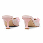 Dusty Rose Women's Open-Toe Microfiber Sequin Toe-Strap Sandals heel detail