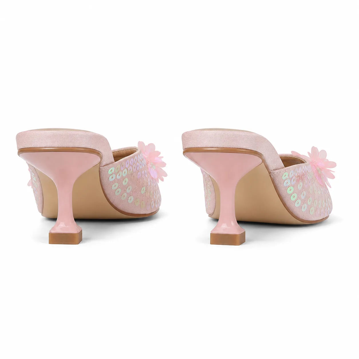 Dusty Rose Women's Open-Toe Microfiber Sequin Toe-Strap Sandals heel detail