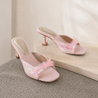 Dusty Rose Women's Open-Toe Microfiber Sequin Toe-Strap Sandals styled scene