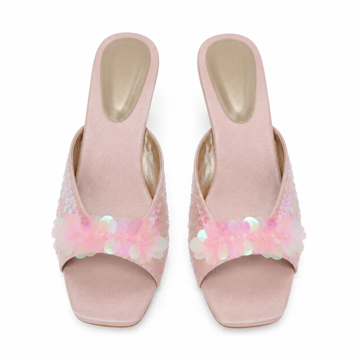 Dusty Rose Women's Open-Toe Microfiber Sequin Toe-Strap Sandals top view
