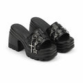 Deep Black Aurea Microfiber Multi-Strap Sandals